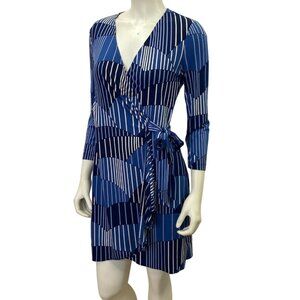 BCBGMaxAzria Adele Geometric Wrap Dress Stripes MP‎